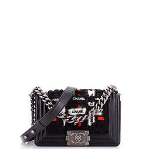 Chanel Small Boy Flap Bag Quilted Logo Ribbon and Tweed
